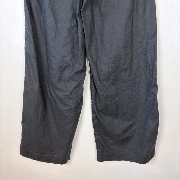 Banana Republic Linen-Blend Wide-Leg Pleated Trouser Black High-Rise Size 12 - Picture 9 of 12